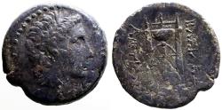 Ancient Coins - Seleukid Kingdom. Antiochos III AE26 Apollo / Tripod