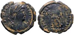 Ancient Coins - Valentinian I AE20 Victory advancing. Constantinople
