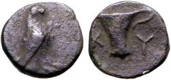 Ancient Coins - Aeolis, Kyme AE10 Eagle / Vase