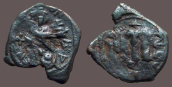 Ancient Coins - Constans II AE23 Follis Constans stg w. globus cruciger & staff w. cross.     Constantinople.