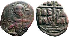 Ancient Coins - Anonymous follis attribt to Romanus III AE31 class B.  Christ / Cross on steps