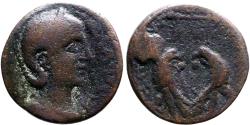 Ancient Coins - Salonina AE22 Coele, Damascus. Eagles flanking vexillum