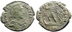 Ancient Coins - Theodosius AE24 Theodosius standing left on galley