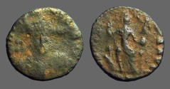 Ancient Coins - Theodosius II AE3 Military facing bust / Constantinopolis seated, holds small Victory. 