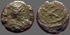 Ancient Coins - Justinian I AE9 Nummus. Chi-Rho Christogram.  Carthage