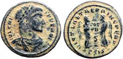 Ancient Coins - Licinius I AE19 Victories inscribing shield.  Siscia