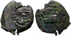 Ancient Coins - Herod Archelaus  AE13 Prutah.  Galley prow / EΘN in wreath