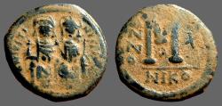 Ancient Coins - Justin II & Sophia AE28 Follis.  Nikomedia. year 10    