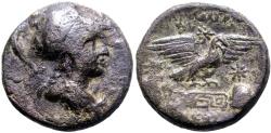 Ancient Coins - Phrygia. Apameia AE20 Athena / Eagle on maeander pattern