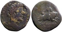 Ancient Coins - Commodus AE28 Sestertius. Cybele riding right on lion