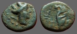 Ancient Coins - Phoenicia, Arados, AE14 Hd. of City Goddess / Aplustre.  