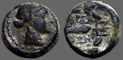 Ancient Coins - Lydia, Sardes AE13 Apollo / Club within oak wreath.