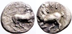 Ancient Coins - Cilicia, Celenderis AR8 obol.  Horse prancing / Goat kneeling