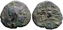 Ancient Coins - Mysia, Pergamon AE16 Athena / Owl on palm