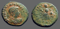 Ancient Coins - Valentinian II AE4 Victory dragging captive. Antioch, Turkey 