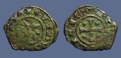 World Coins - Sicily billon denaro 16mm Manfred I / Cross w. star in each quartile 