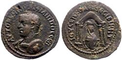 Ancient Coins - Philip I AE25 Nisibis, Mesopotamia.  Tyche in tetrastyle temple.