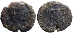 Ancient Coins - Jovian AE25 follis. Jovian stg w. labarum & Victory