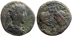 Ancient Coins - Trebonianus Gallus AE33 Cilicia, Seleucia ad Calycadnum.  Apollo facing Artemis-Fortuna