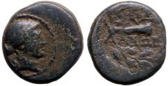 Ancient Coins - Lydia, Sardes AE14 Apollo / Club within oak wreath