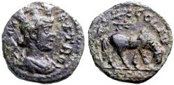 Ancient Coins - Troas, Alexandria AE19 Pseudo-autonomous.  Tyche / Horse grazing