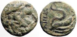 Ancient Coins - Mysia, Pergamon AE17 Asklepios / Serpent coiled on omphalos.