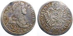 World Coins - Austria, Leopold I (Hogmouth), AR26 (6) Kreuzer  1690
