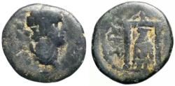 Ancient Coins - Trajan Pamphylia, Perge AE15 Temple w. statue of Artemis Pergaia
