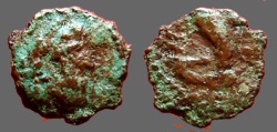Ancient Coins - Hadrian AE11 Dichalkon  Serptent Uraeus