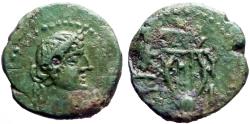 Ancient Coins - Kyzikos, Mysia AE13 Apollo / Lyre w. three strings