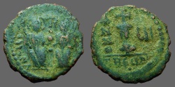Ancient Coins - Justin II & Sophia AE18 Decanummium.  Antioch year 6