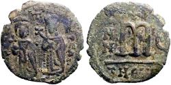 Ancient Coins - Phocas and Leontia  Æ26  Follis. Theoupolis