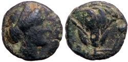 Ancient Coins - Islands off Caria, Rhodes AE11 Nymph Rhodos / Rose