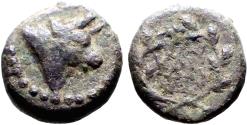 Ancient Coins - Mysia, Kyzikos AE12 Bull rt / KY / ZI in wreath