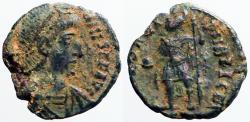 Ancient Coins - Constantius II AE3 Emperor stg w. inverted spear