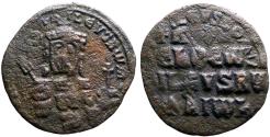 Ancient Coins - Romanus I AE24 Follis. Romanus w. transverse labarum and globus cruciger