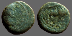 Ancient Coins - Hadrian AE13 Caesarea.  Lion adv rt.