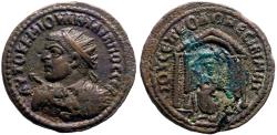 Ancient Coins - Philip I AE25 Mesopotamia, Nisibis.  Tyche of Nisibis in temple