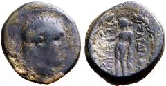 Ancient Coins - Sardes, Lydia AE17 Herakles / Apollo w. bird & laurel branch