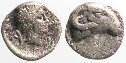 Ancient Coins - Troas, Kebren AR7 Obol. Apollo / Ram