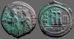Ancient Coins - Phocas and Leontia  Æ28 Follis. Theoupolis