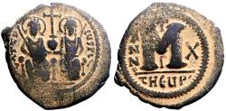 Ancient Coins - Justin II & Sophia AE30 Follis.  Antioch.  year 10