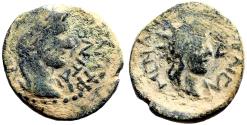 Ancient Coins - Tiberius AE19 Lydia, Tripolis. radiate Helios