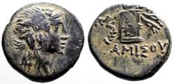 Ancient Coins - Pontos, Amisos AE20.5 Dionysos / Cista Mystica & Thyrsos