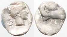 Ancient Coins - Troas, Kebren AR7 Obol. Apollo / Ram