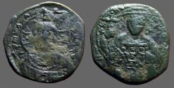 Ancient Coins - Constantine X AE28 Follis  Christ / Bust of Constantine X   