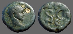 Ancient Coins - Severus Alexander AE18, Antioch, Syria. SC within wreath. 