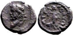 Ancient Coins - Attaleia, Pamphylia. AE14 Semi-autonomous issue. Poseidon / Nike