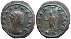 Ancient Coins - Gallienus AE22 Antoninianus. Antioch. Emperor in military dress w. Victory