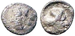 Ancient Coins - Troas, Kebren AR4 Tetartemorion. Apollo / Ram